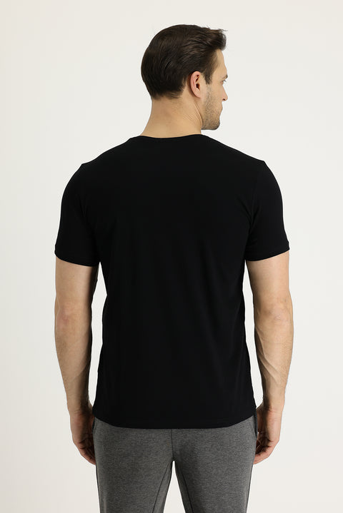 Black Crew Neck Regular Fit Supreme Cotton T-shirt