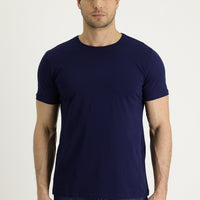 Medium Navy Crew Neck Regular Fit Supreme Cotton T-Shirt