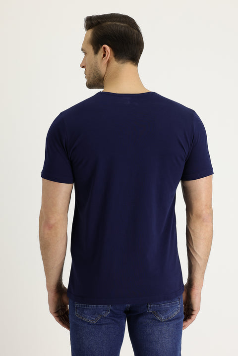Medium Navy Crew Neck Regular Fit Supreme Cotton T-Shirt