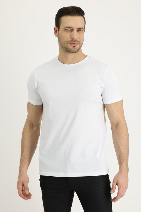 White Crew Neck Regular Fit Supreme Cotton T-shirt