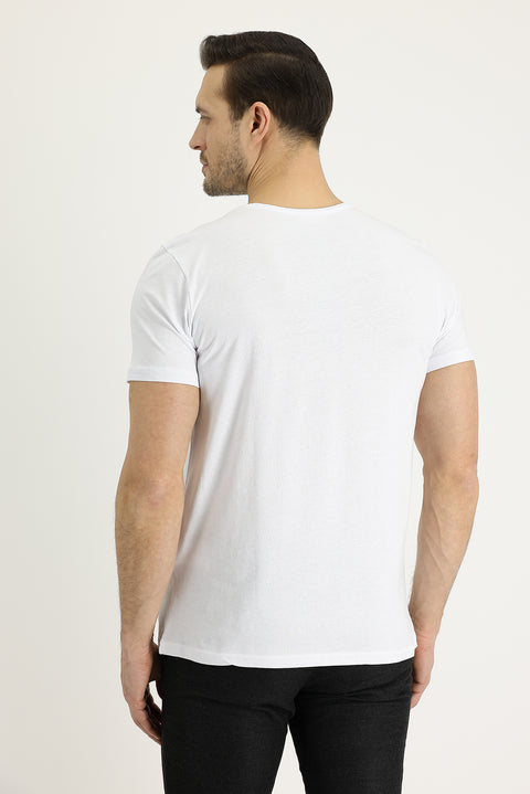 White Crew Neck Regular Fit Supreme Cotton T-shirt