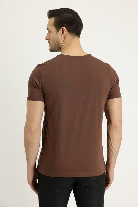 Taba Bisiklet Yaka Regular Fit Süprem Pamuk Tişört