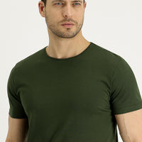 Medium Khaki Crew Neck Regular Fit Supreme Cotton T-shirt