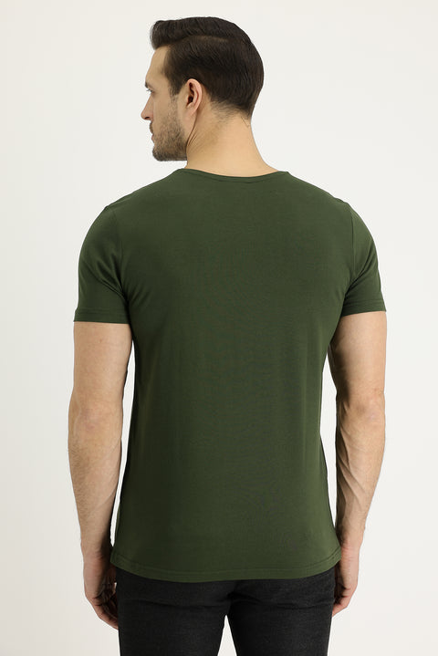 Medium Khaki Crew Neck Regular Fit Supreme Cotton T-shirt