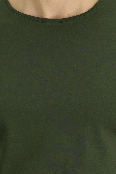 Medium Khaki Crew Neck Regular Fit Supreme Cotton T-shirt