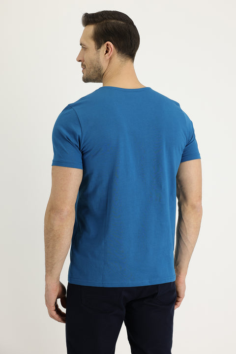 Medium Petrol Crew Neck Regular Fit Supreme Cotton T-Shirt