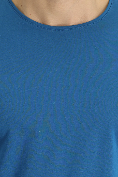 Medium Petrol Crew Neck Regular Fit Supreme Cotton T-Shirt