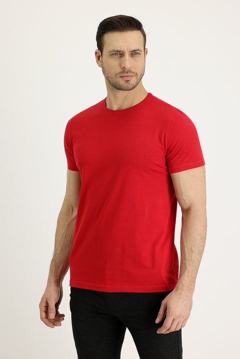 Flag Red Crew Neck Regular Fit Supreme Cotton T-Shirt
