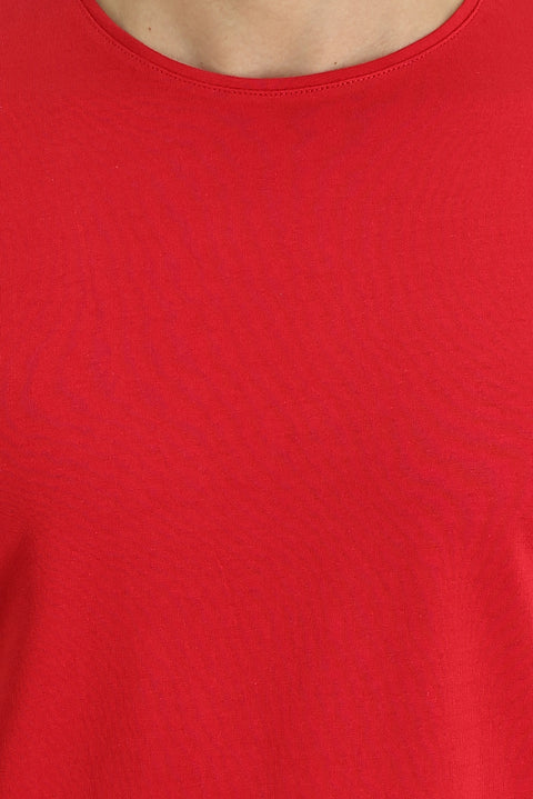 Flag Red Crew Neck Regular Fit Supreme Cotton T-Shirt