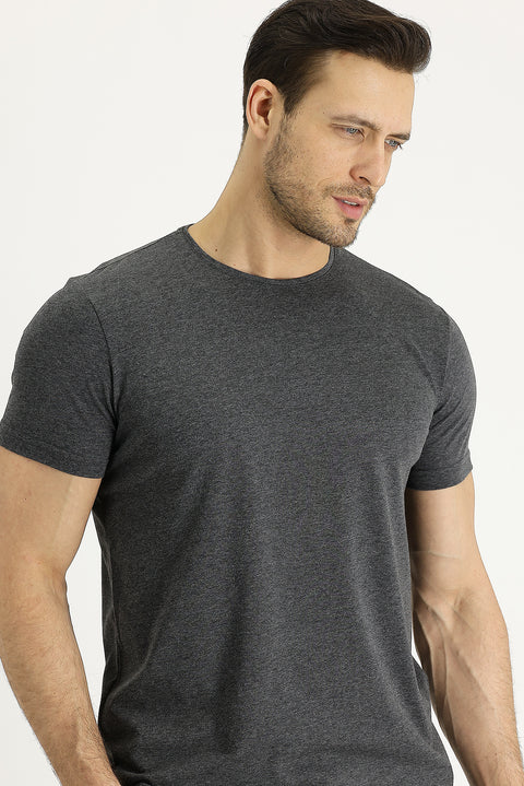 Dark Anthracite Crew Neck Regular Fit Supreme T-Shirt