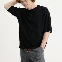 Black Crew Neck Oversize Supreme Cotton T-Shirt