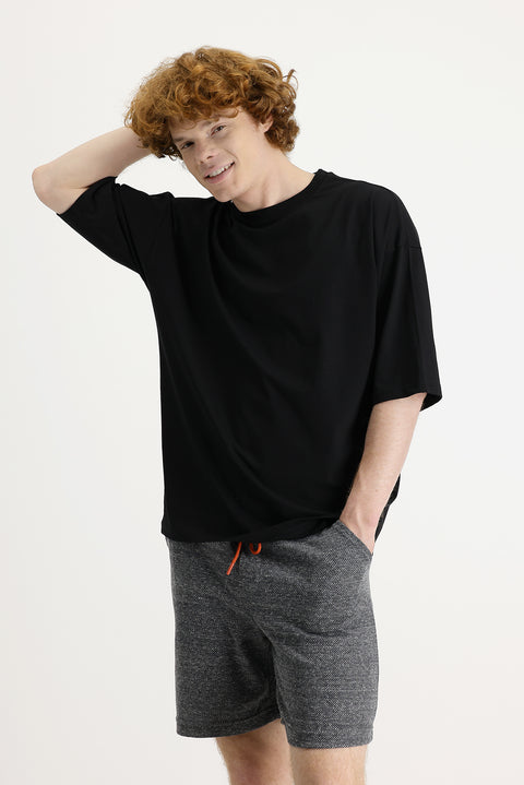 Black Crew Neck Oversize Supreme Cotton T-Shirt