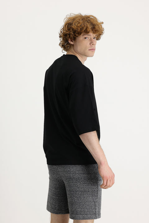 Black Crew Neck Oversize Supreme Cotton T-Shirt