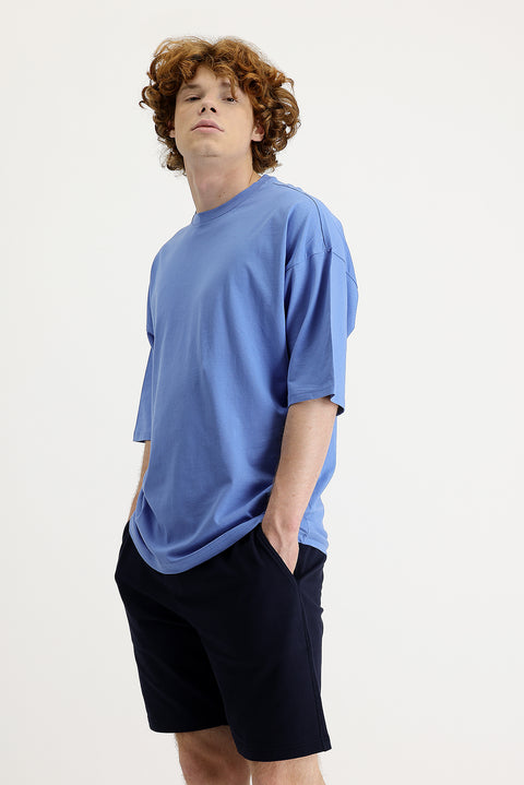 Aviator Blue Crew Neck Oversize Supreme Cotton T-Shirt