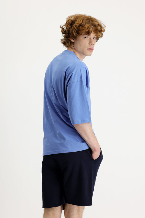 Aviator Blue Crew Neck Oversize Supreme Cotton T-Shirt