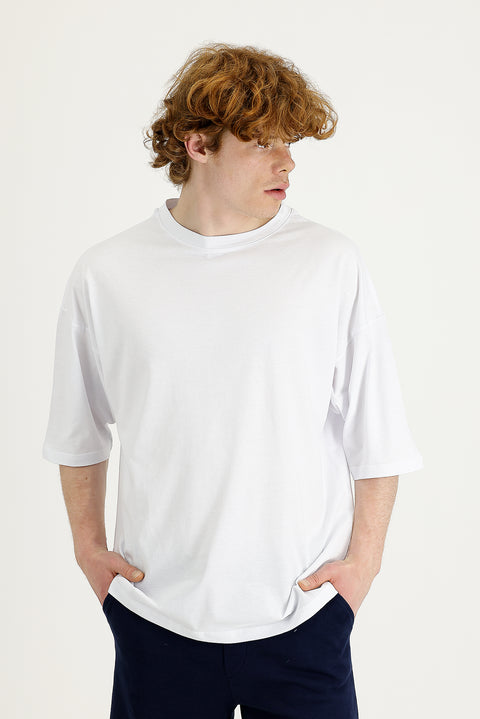 White Crew Neck Oversize Supreme Cotton T-Shirt