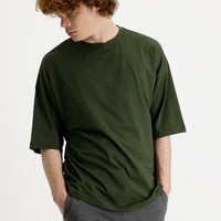 Medium Khaki Crew Neck Oversize Supreme Cotton T-Shirt