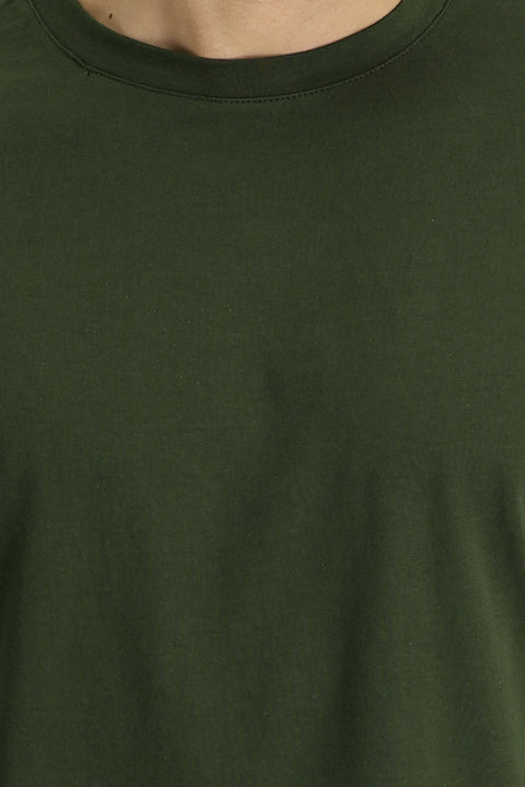 Medium Khaki Crew Neck Oversize Supreme Cotton T-Shirt