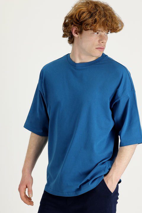 Medium Petrol Crew Neck Oversize Supreme Cotton T-Shirt