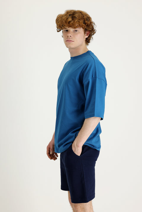 Medium Petrol Crew Neck Oversize Supreme Cotton T-Shirt
