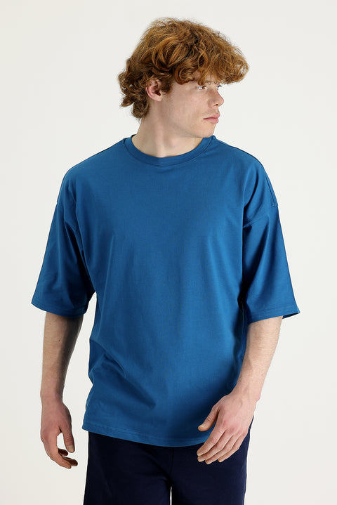 Medium Petrol Crew Neck Oversize Supreme Cotton T-Shirt