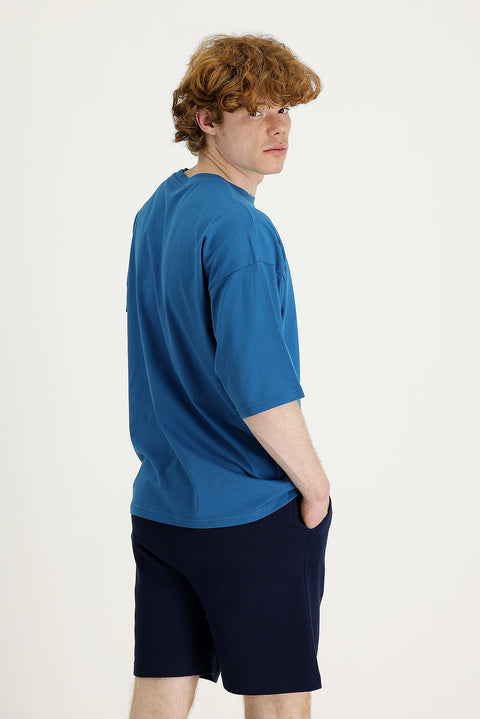 Medium Petrol Crew Neck Oversize Supreme Cotton T-Shirt