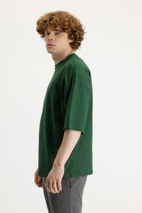 Dark Green Crew Neck Oversize Supreme Cotton T-Shirt
