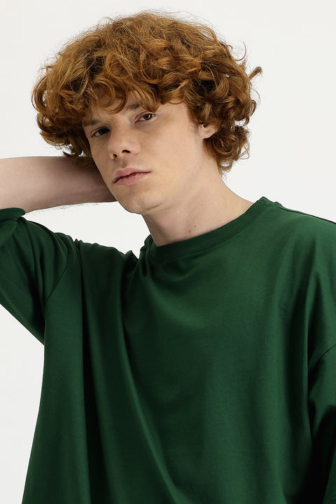 Dark Green Crew Neck Oversize Supreme Cotton T-Shirt