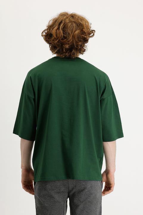 Dark Green Crew Neck Oversize Supreme Cotton T-Shirt