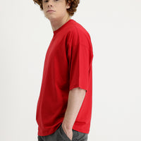 Flag Red Crew Neck Oversize Supreme Cotton T-Shirt