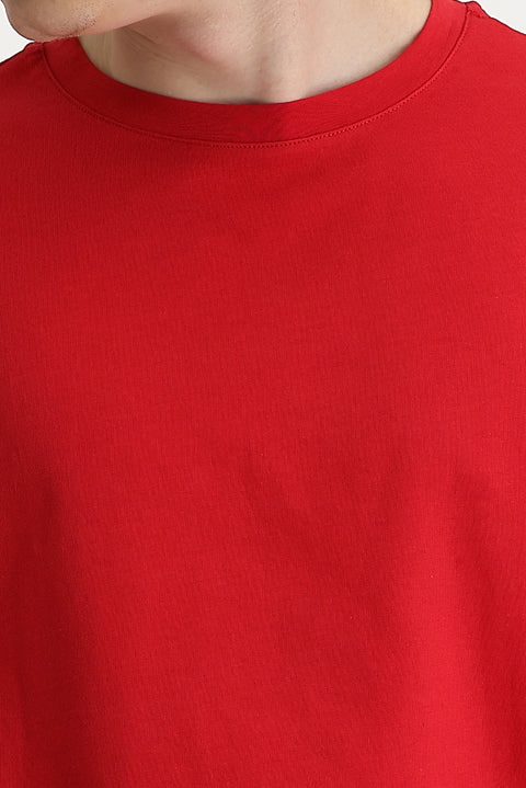 Flag Red Crew Neck Oversize Supreme Cotton T-Shirt