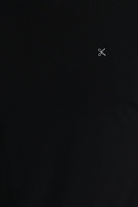 Black Crew Neck Slim Fit Embroidered T-Shirt