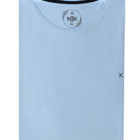 Light Blue Plus Size Crew Neck Embroidered Cotton Supreme T-Shirt