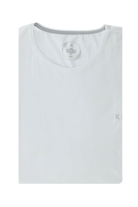 White Plus Size Crew Neck Embroidered Cotton Supreme T-Shirt