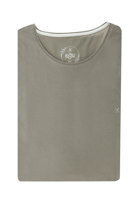 Medium Mink Plus Size Crew Neck Embroidered Cotton Supreme T-Shirt