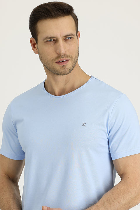 Light Blue Crew Neck Slim Fit T-Shirt