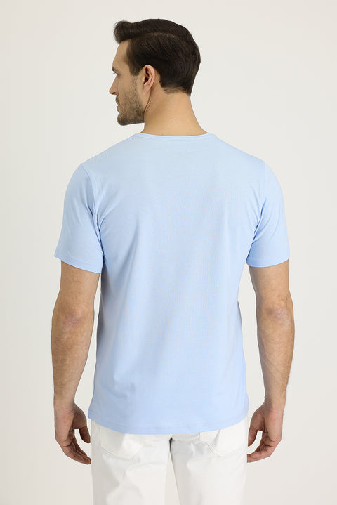 Light Blue Crew Neck Slim Fit T-Shirt