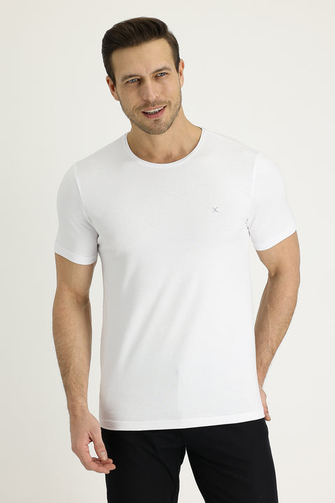 White Crew Neck Slim Fit T-Shirt