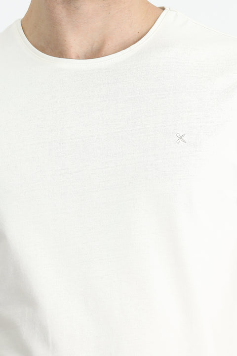 Ekru Bisiklet Yaka Slim Fit Dar Kesim Tişört