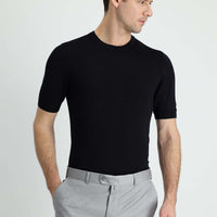 Black Crew Neck Slim Fit Patterned T-shirt
