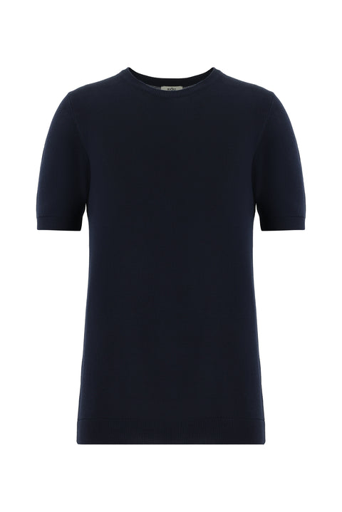 Medium Navy Crew Neck Slim Fit Patterned T-shirt