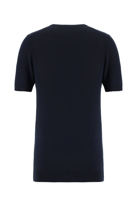 Medium Navy Crew Neck Slim Fit Patterned T-shirt