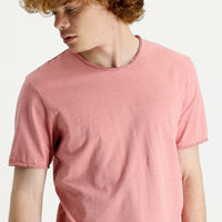 Medium Pink Crew Neck Slim Fit Printed Cotton T-Shirt