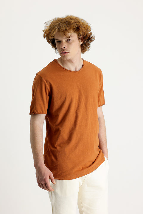 Cinnamon Crew Neck Slim Fit Printed Cotton T-shirt