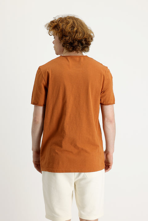 Cinnamon Crew Neck Slim Fit Printed Cotton T-shirt
