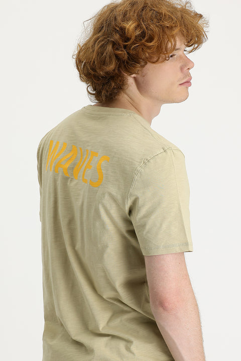 Medium Grey Crew Neck Slim Fit Printed Cotton T-Shirt