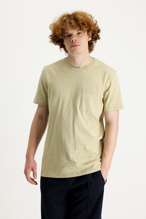 Medium Grey Crew Neck Slim Fit Printed Cotton T-Shirt