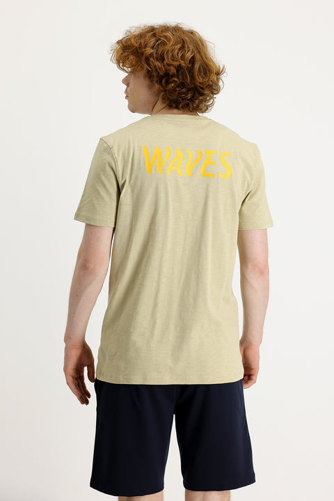 Medium Grey Crew Neck Slim Fit Printed Cotton T-Shirt