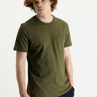 Medium Khaki Crew Neck Slim Fit Printed Cotton T-shirt