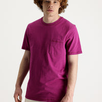 Fuchsia Crew Neck Slim Fit Printed Cotton T-shirt